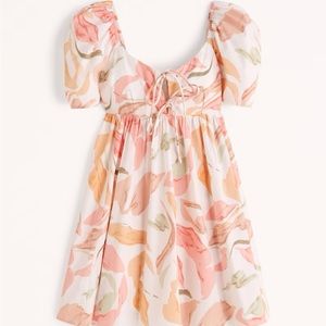 Abercrombie - Keyhole Babydoll Mini Dress - White Print - Small, Tall